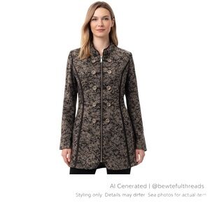 Yest Military Style Zip Front Jacket Utility Avant-Garde Coat EU 36 US 4